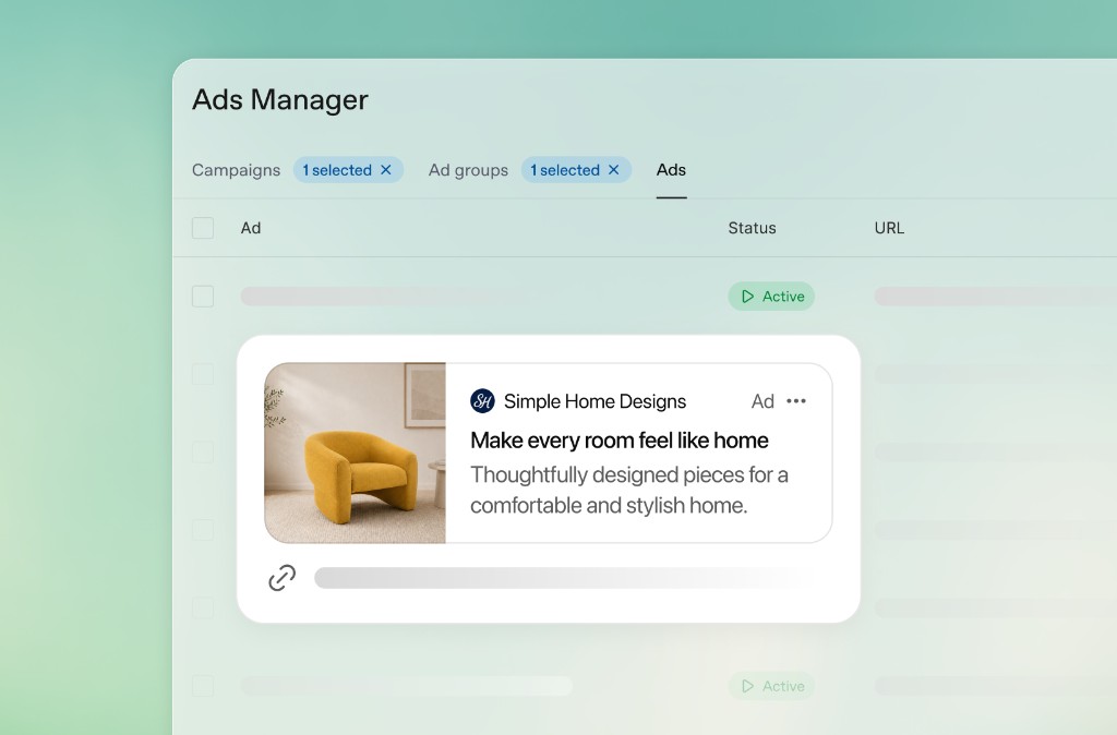 OpenAI Ads Manager mit Anzeigenvorschau: Bild, Headline und Ziel-URL einer ChatGPT-Anzeige
