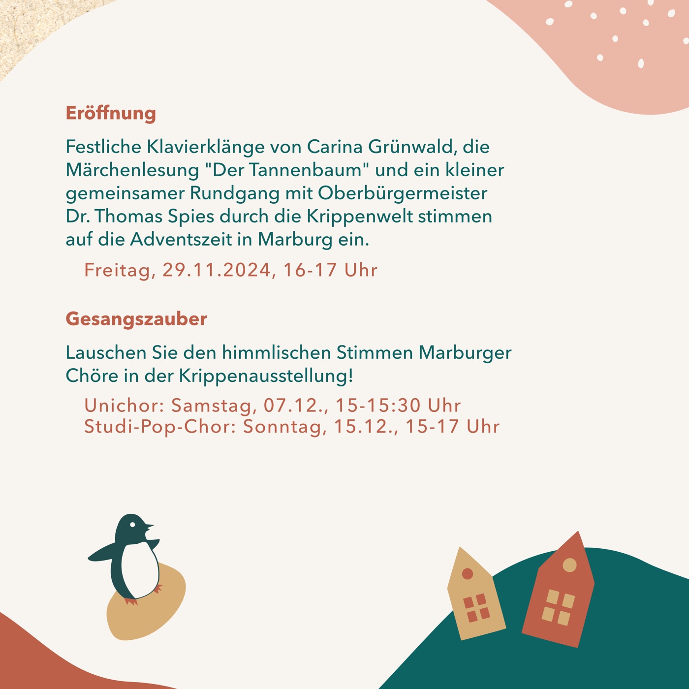 Social-Media-Kachel zu Eröffnung und Gesangszauber in der Krippenausstellung