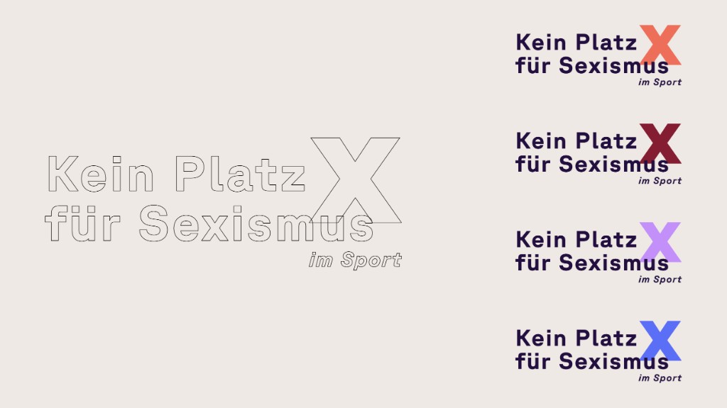 Wort-Bild-Marke der Kampagne mit dem X-Symbol in vier Farbvarianten